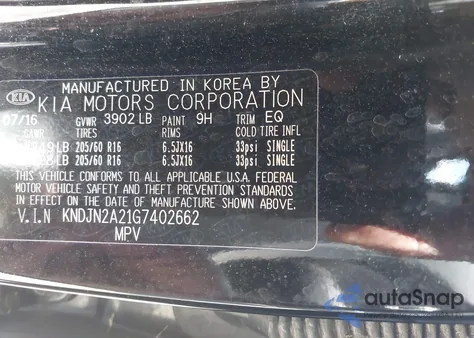 2016 Kia Soul from USA, damaged, VIN KNDJN2A21G7402662